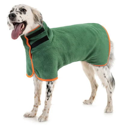 Dog Bathrobe Microfiber Absorbent Drying Coat, Green, L
