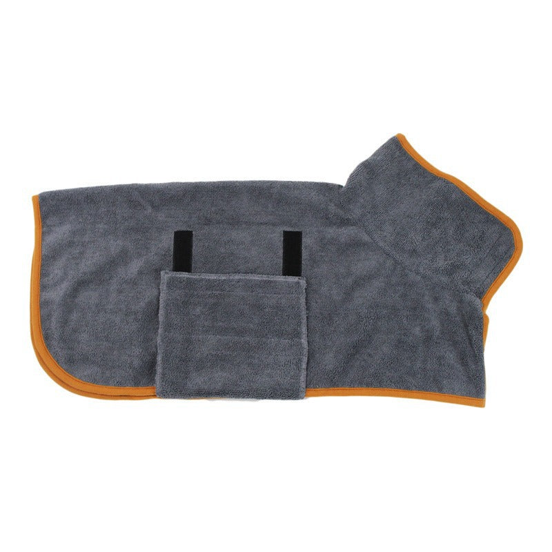 Dog Bathrobe Microfiber Absorbent Drying Coat, Grey, L