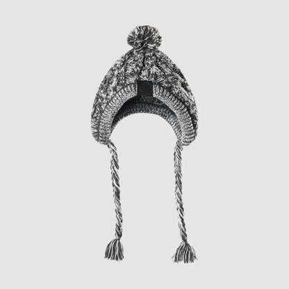 Dog Hat Knitted Windproof Winter Pom Hat, Black, M