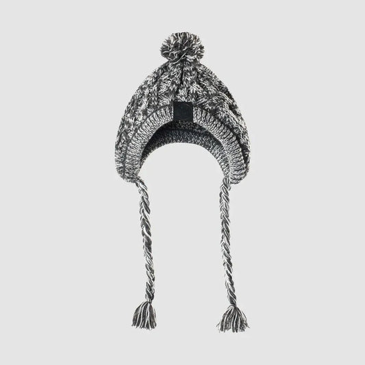 Dog Hat Knitted Windproof Winter Pom Hat, Black, M