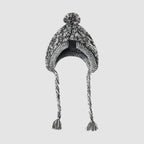 Dog Hat Knitted Windproof Winter Pom Hat, Black, S