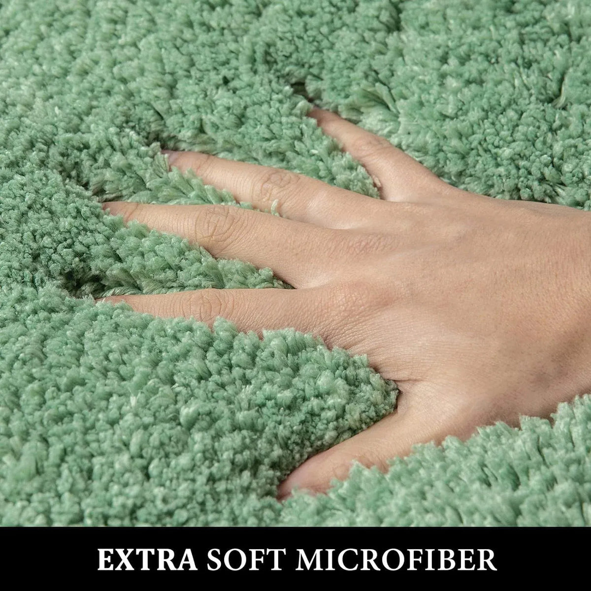 3 Piece Bathroom Rug Set, Soft Microfiber Absorbent Non Slip Bath Mats for Toilet Tub, Sage Green