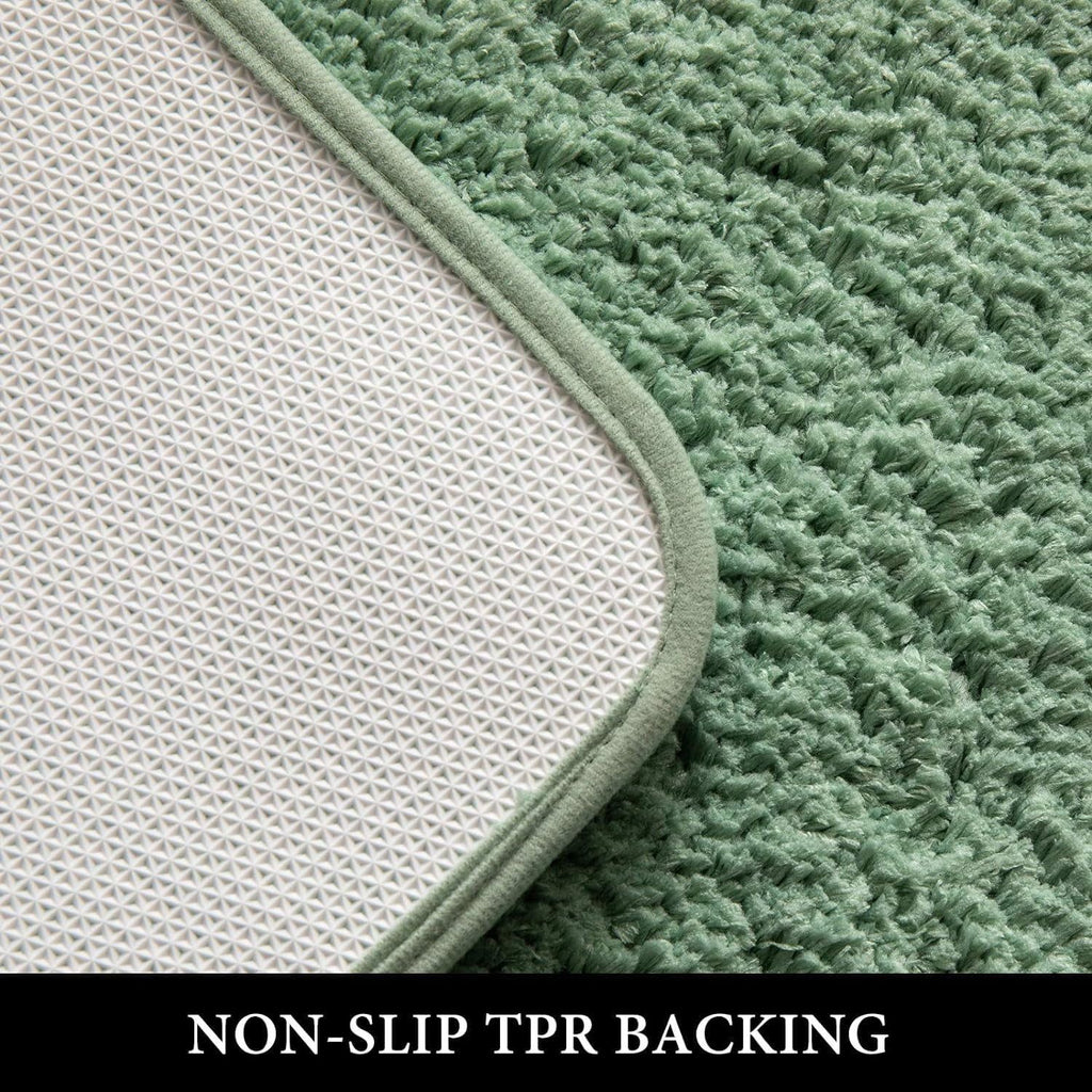 3 Piece Bathroom Rug Set, Soft Microfiber Absorbent Non Slip Bath Mats for Toilet Tub, Sage Green
