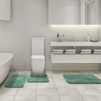3 Piece Bathroom Rug Set, Soft Microfiber Absorbent Non Slip Bath Mats for Toilet Tub, Sage Green