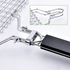 Large Stainless Steel Grill Basket, Folding BBQ Rack with Detachable Handle, 12.6 x 9.45 x 2 In