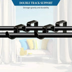 6 Pack Double Curtain Rod Brackets, Heavy Duty Metal Holders for 1 In and 5/8 In Rods, Black