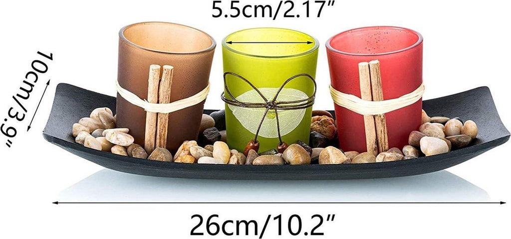 4-Piece HOME Letter Tealight Candle Holder Set with Black Display Tray