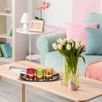 4-Piece HOME Letter Tealight Candle Holder Set with Black Display Tray