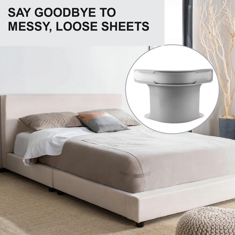 4-Pack Grey Fitted Sheet Clips, Non-Slip Mattress Corner Fasteners for Single and Double Beds