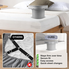 4-Pack Grey Fitted Sheet Clips, Non-Slip Mattress Corner Fasteners for Single and Double Beds