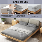 4-Pack Grey Fitted Sheet Clips, Non-Slip Mattress Corner Fasteners for Single and Double Beds