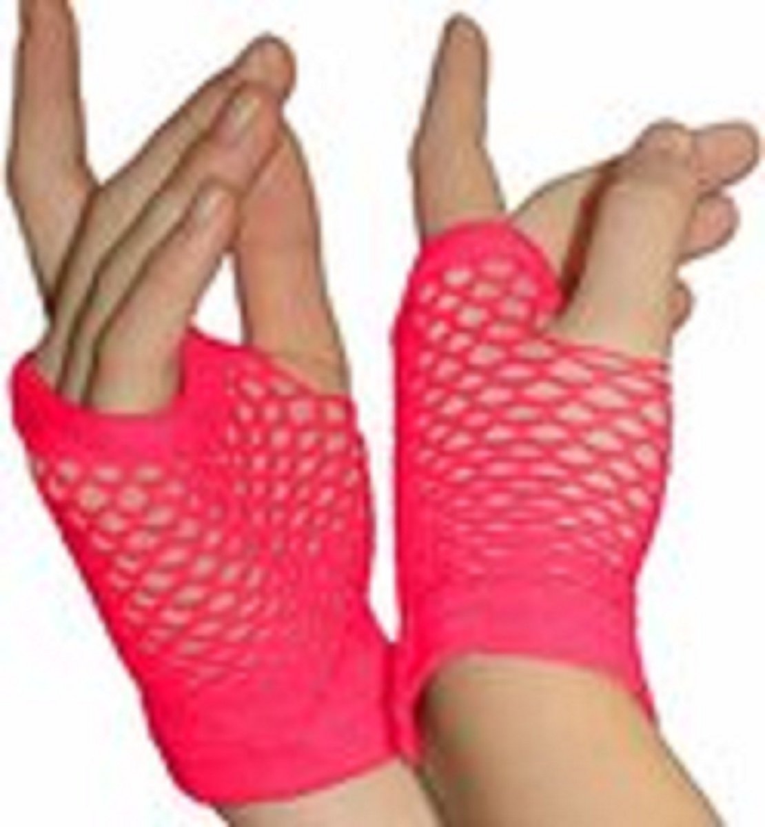 Fisnet Gloves | Erotic Gloves | Costume Gloves | Half Finger | 1 Pair | Neon Pink