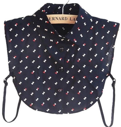 Detachable Collar with Round Collar | Blouse Collar | Faux Collar | Blue with Patterns