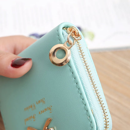 Ladies' Wallet & Card Holder with Bow | Holds 8 Cards | Credit Card Holder | With Cash Compartment | Card Holder | Wallet | PU Leather | Green