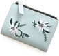 Luxury Card Holder with Flowers | Credit Card Holder | With Cash Compartment | Card Holder | Wallet | PU Leather | Purse | Light Green