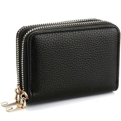 Luxury Double Zipper Wallet & Card Holder | Wallet | For Letters, 11 Cards & Coins | PU Leather | Black