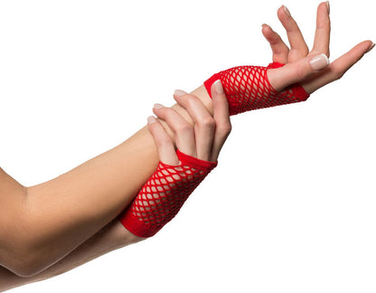 Partyxclusive Fingerless Fishnet Gloves Women Red One-size
