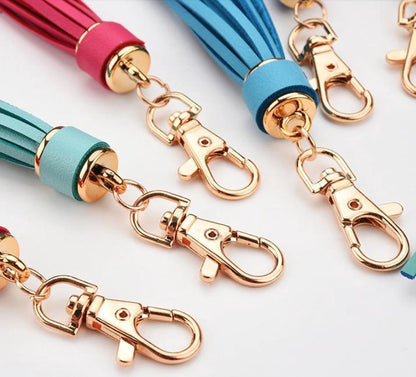 Tassel keychain | leather (PU) / women / men / bag charm / car - leather lanyard DARK BROWN