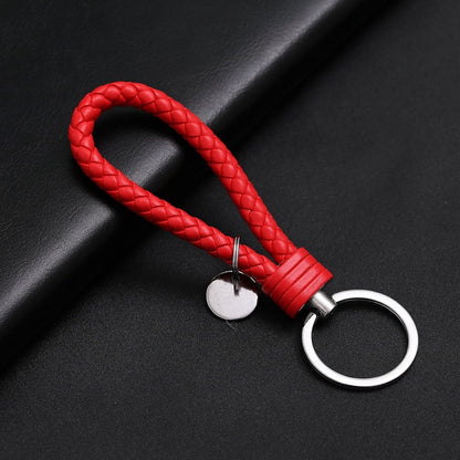 Luxury PU Leather Keychain | Key Holder | Woven Keychain | Universal | Red