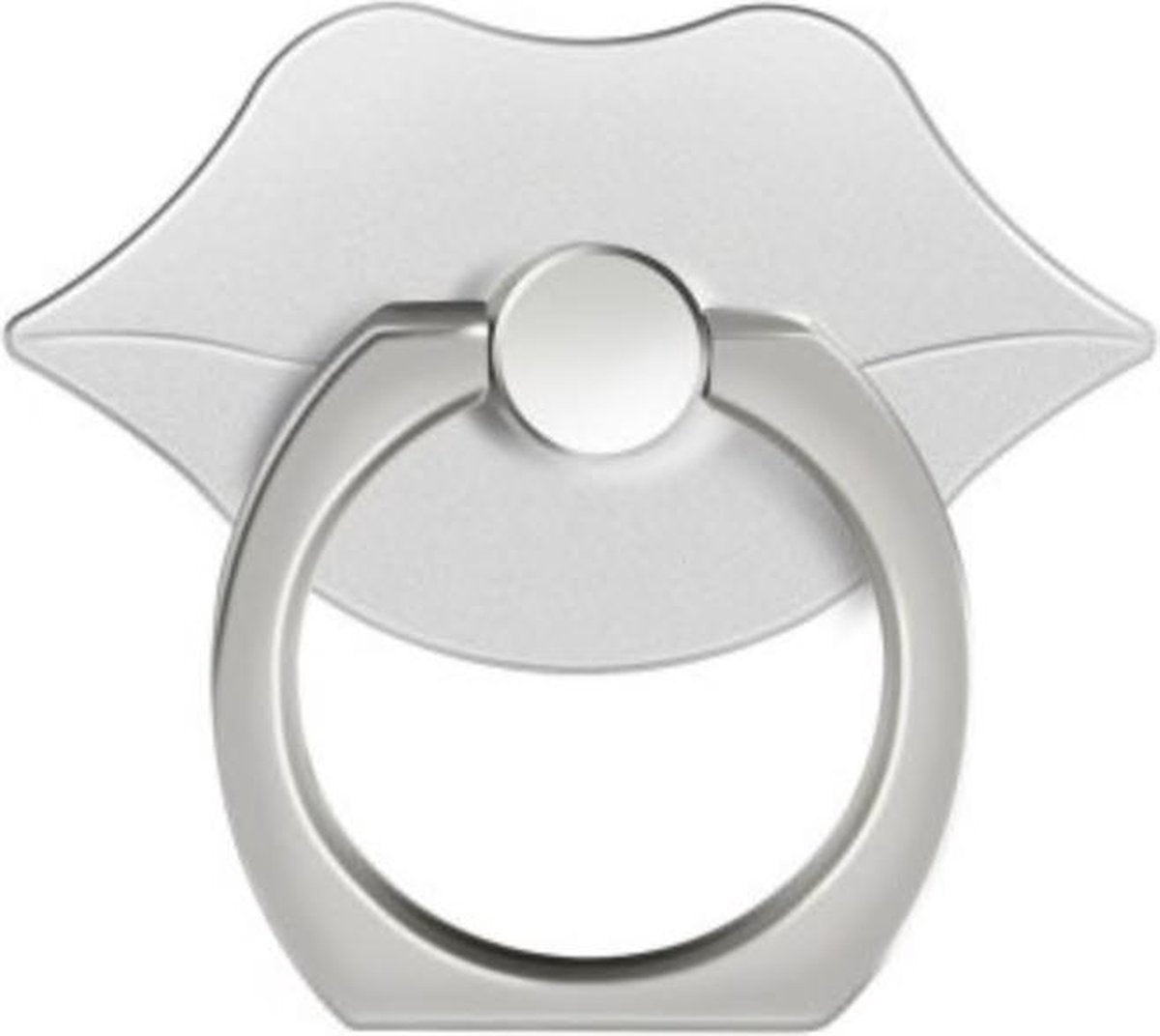 Silver-colored lips Ring finger holder - stand for phone or tablet