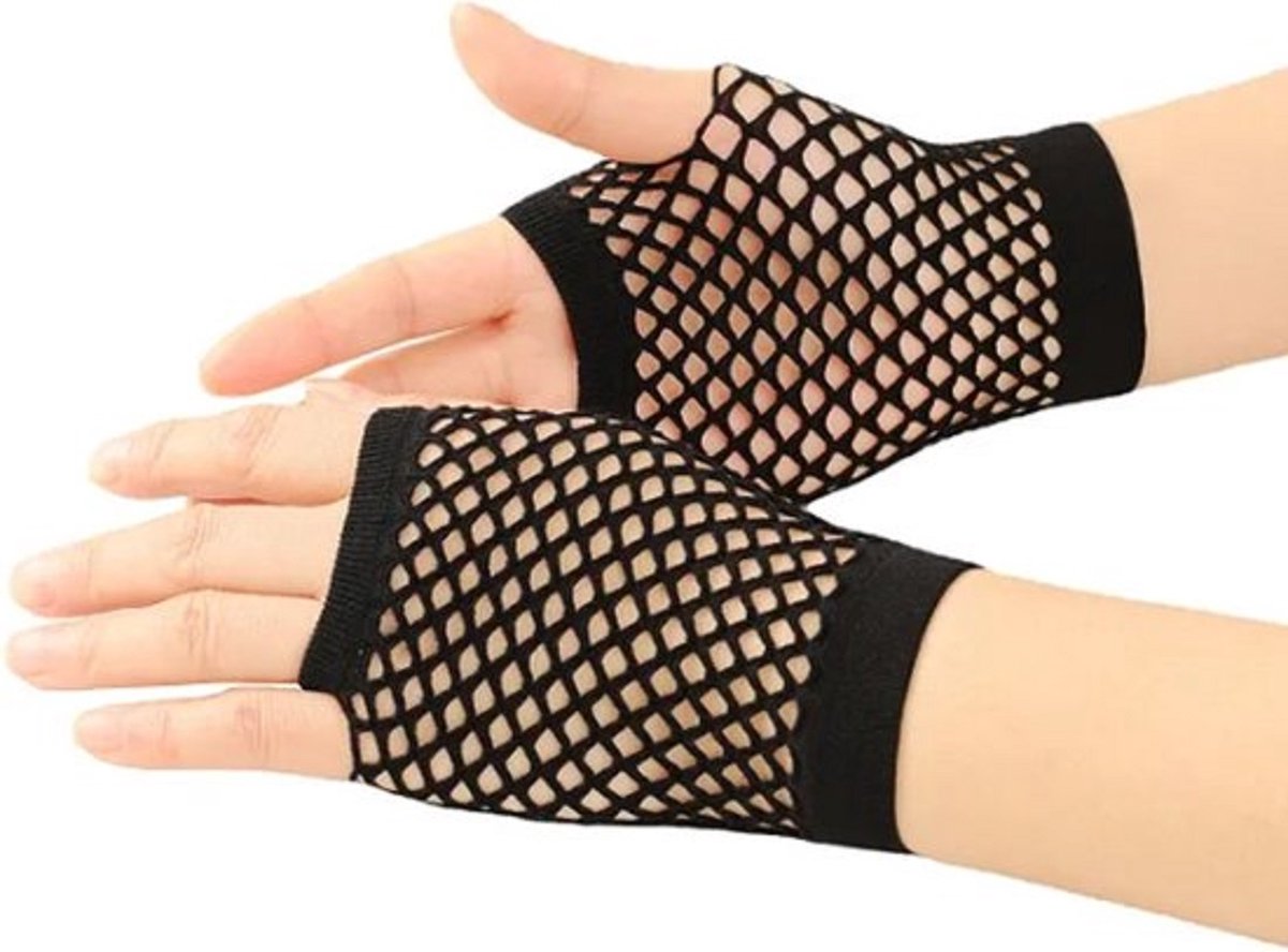 Fisnet Gloves | Erotic Gloves | Costume Gloves | Half Finger | 1 Pair | Black