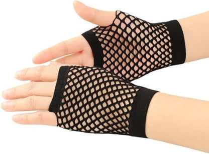 Fisnet Gloves | Erotic Gloves | Costume Gloves | Half Finger | 1 Pair | Black