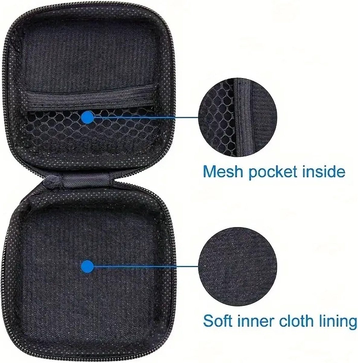 Earbud Storage Case for Earphnes | Case for In-ear Headphones | Earbud Case | Headphone Organizer | Charging Cable Storage Case | Black/Orange