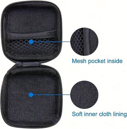 Earbud Storage Case for Earphnes | Case for In-ear Headphones | Earbud Case | Headphone Organizer | Charging Cable Storage Case | Black/Orange