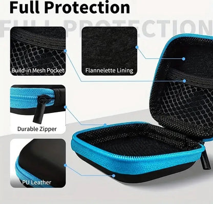 Earbud Storage Case for Earphnes | Case for In-ear Headphones | Earbud Case | Headphone Organizer | Charging Cable Storage Case | Black/Orange