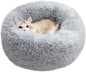 Cat baskets - Washable cat bed 20/24 inch - Dog baskets for small and medium-sized dogs - Anti-anxiety round, soft, plush faux fur dog basket - Thick bottom (light gray, medium)