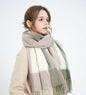 Women's Winter Scarf Cashmere Feel Scarf Fringes Checked Large Oversized Scarves Wraps (Green)