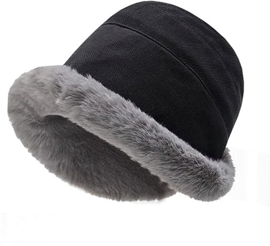 Women's Winter Hat - hat - Cold weather - Extreme warmth and wind protection - Fleece-lined interior - Wide brim design - Thick insulated material for snow-black