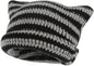 Fairy-like retro knitted hat, cat hat, striped loose crochet hat, warm knitted alternative headwear accessory for winter.