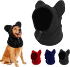 Dog emergency winter cone with ear protection, fleece neck warmer for dogs, (black, M)