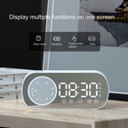 Bluetooth speaker alarm clock - with LED mirror display, radio, weather forecast - two high-volume alarms - suitable for deep sleepers - white
