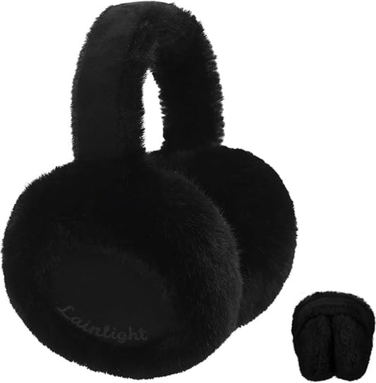 Warm earmuffs - Foldable, cute plush earmuffs - Soft and skin-friendly - Stylish and versatile - Protect your ears from the cold - black
