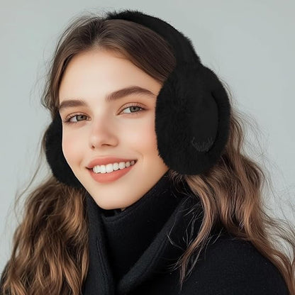 Warm earmuffs - Foldable, cute plush earmuffs - Soft and skin-friendly - Stylish and versatile - Protect your ears from the cold - black