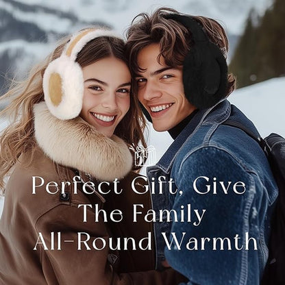 Warm earmuffs - Foldable, cute plush earmuffs - Soft and skin-friendly - Stylish and versatile - Protect your ears from the cold - black