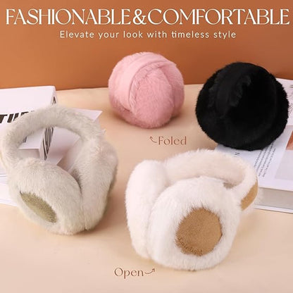 Warm earmuffs - Foldable, cute plush earmuffs - Soft and skin-friendly - Stylish and versatile - Protect your ears from the cold - black