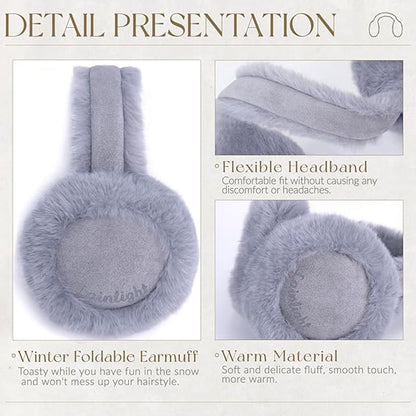 Warm earmuffs - Foldable, cute plush earmuffs - Soft and skin-friendly - Stylish and versatile - Protect your ears from the cold - grey