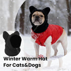 Dog emergency winter cone with ear protection, fleece neck warmer for dogs, (black, S)