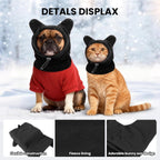 Dog emergency winter cone with ear protection, fleece neck warmer for dogs, (black, S)