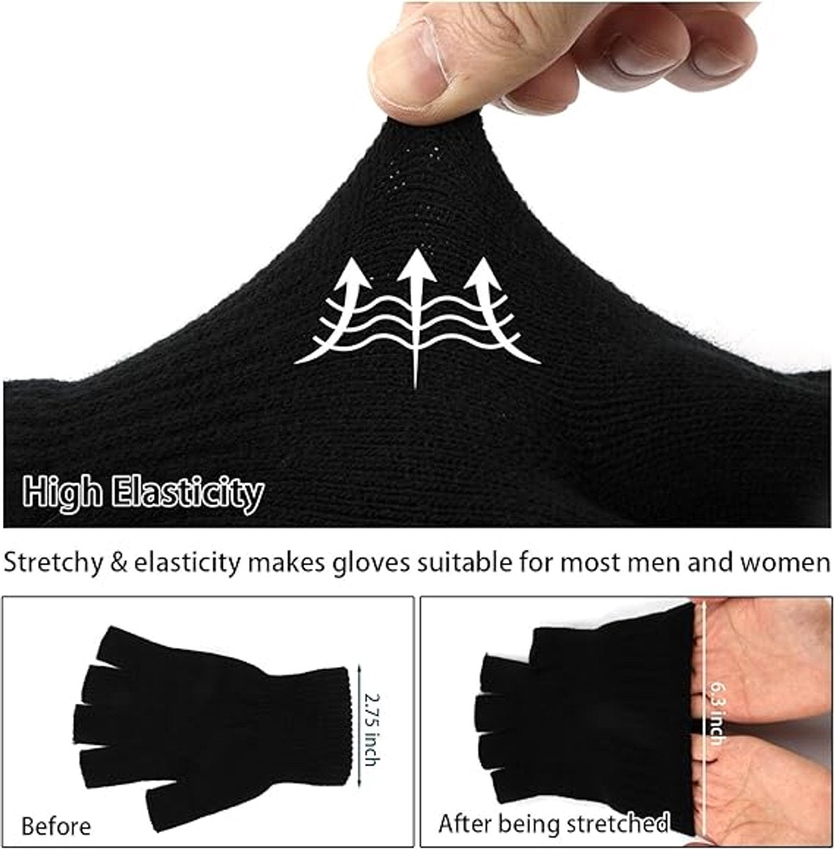 Fingerless gloves (pack of 4 pairs) - Fingerless gloves for women - Fingerless gloves for men - Winter warmth - Knitted half-finger design - Suitable for work, typing, writing, and running - Unisex