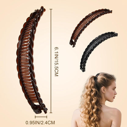 Banana hair clip - 2 banana hair combs - Double comb - Long hair clip - Fishtail hair clip - Suitable for women and girls