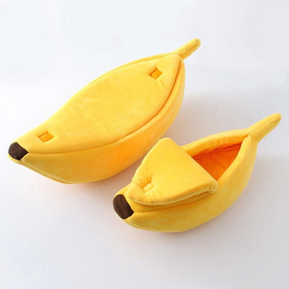 Banana-shaped pet bed - Creative dog and cat kennel - Warm and soft plush puppy mat - Cute fruit design for cats, kittens, and dogs - Available in various sizes (S)