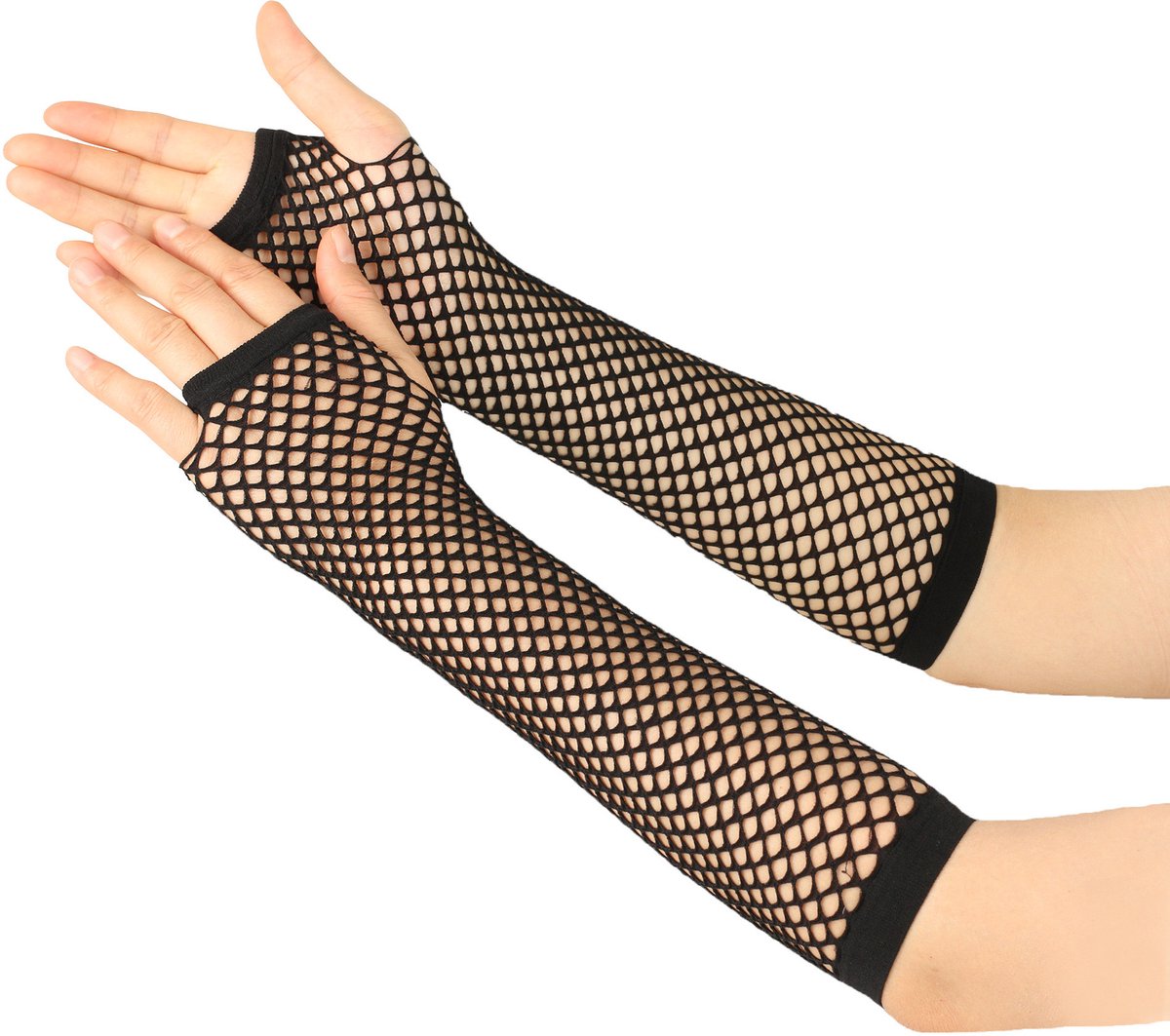Sexy Lace Gloves-Erotic Gloves-Long Mesh Fingerless Gloves for Women - Black - One Size Fits All