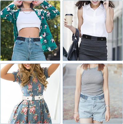 Buckleless Belt - 4 Pieces Buckle-Free & Elastic Belt for Women & Men - Elastic Belt - Elastic Belt Without Buckle - 3cm Wide - Elastic Trouser Belt Without Buckle - Belt Without Buckle - Buckle-Free Belt - Maternity Belt - Belt Without Holes