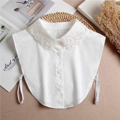 Set of 2 Women's Shirt Collars - Detachable Point Collar Basic - Collars for Women - Ruffles - Detachable Women's Collars to Wear Undergarments - Shirt Collar - Shirt Collar - Faux Detachable Collar - Shirt Replacement - One Size Adjustable - Black and Wh