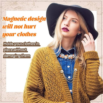 Magnetic Cardigan Clip - 3 Pieces - Cardigan Clamp - Mini Magnetic Brooch - With Chains - Women's Cardigan Fastener - Women's Cardigan Clip - Cardigan Pin - Cardigan Clip - Magnetic Brooch - Magnetic Headscarf - Scarf - Blouse - Knitted Coat - Dresses - C