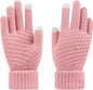 Women's Gloves - Glove - Touchscreen Gloves - Men's Gloves - Warm Gloves - Winter Gloves - Full Finger Knitted Gloves - Windproof Gloves - Splashproof Gloves - Thick - One Size - Pink